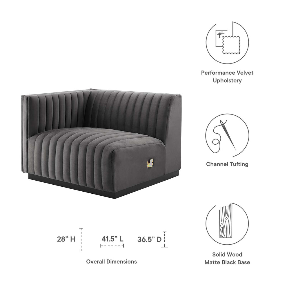 Conjure Channel Tufted Performance Velvet Left-Arm Chair By Modway - EEI-5490 | Armchairs | Modishstore - 17