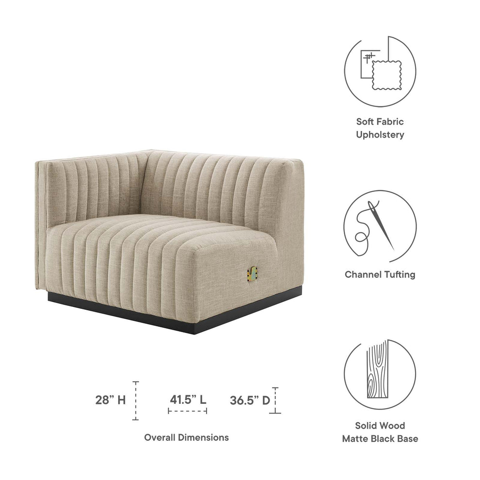 Conjure Channel Tufted Upholstered Fabric Left-Arm Chair By Modway - EEI-5491 | Armchairs | Modishstore - 6