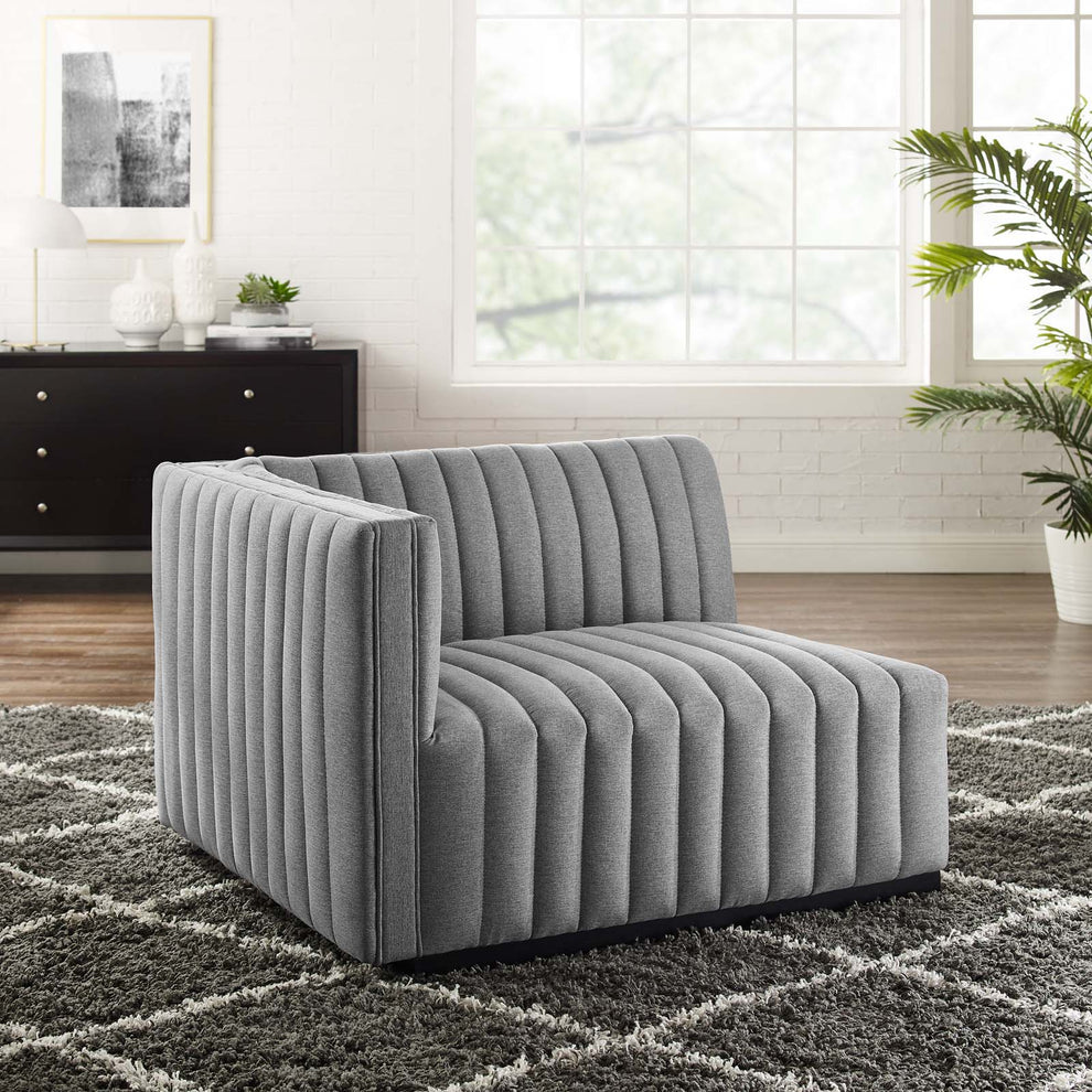 Conjure Channel Tufted Upholstered Fabric Left-Arm Chair By Modway - EEI-5491 | Armchairs | Modishstore - 7
