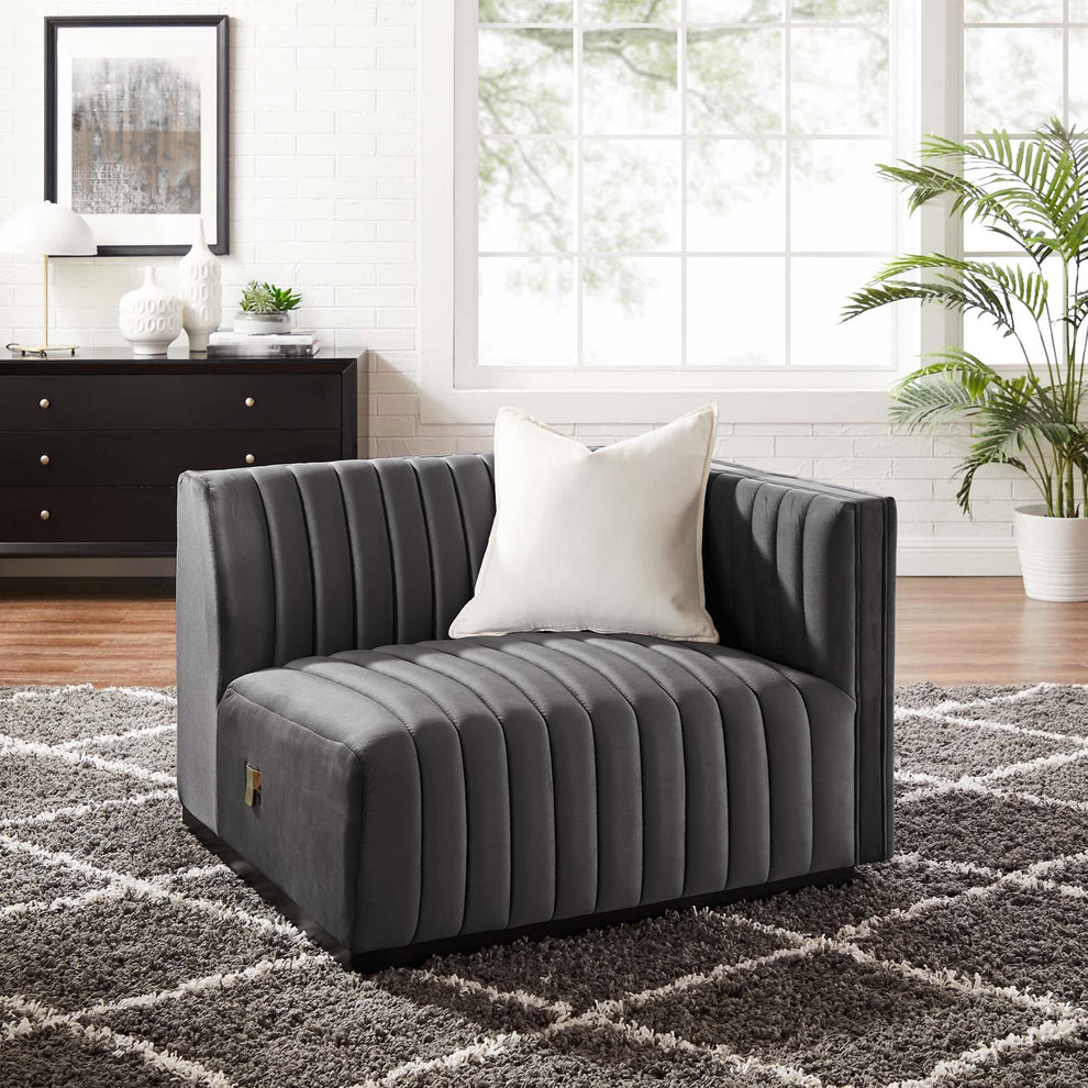 Conjure Channel Tufted Performance Velvet Right-Arm Chair By Modway - EEI-5492 | Armchairs | Modishstore - 18