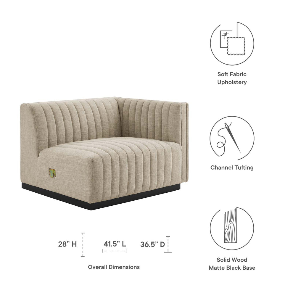 Conjure Channel Tufted Upholstered Fabric Right-Arm Chair By Modway - EEI-5493 | Armchairs | Modishstore - 6