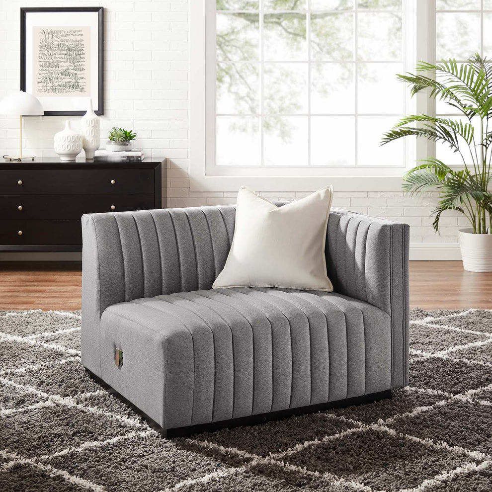 Conjure Channel Tufted Upholstered Fabric Right-Arm Chair By Modway - EEI-5493 | Armchairs | Modishstore - 7