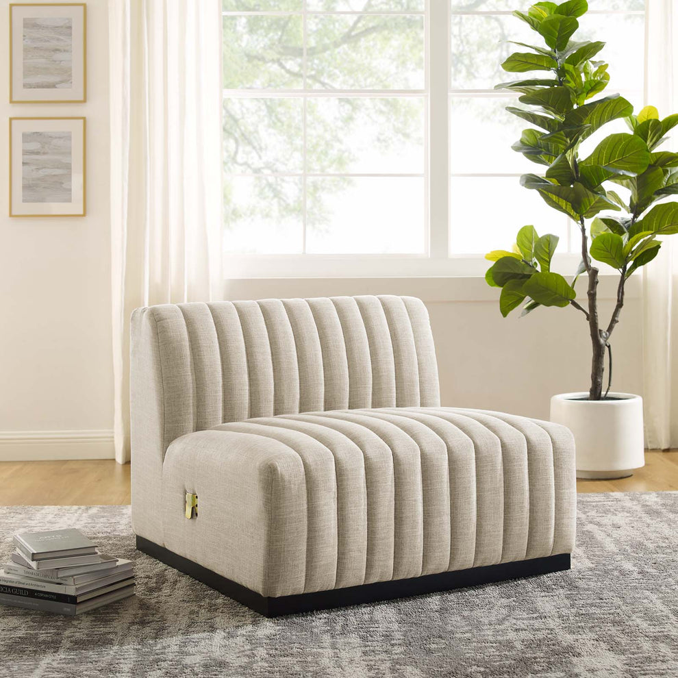 Conjure Channel Tufted Upholstered Fabric Armless Chair By Modway - EEI-5495 | Sofas | Modishstore - 1