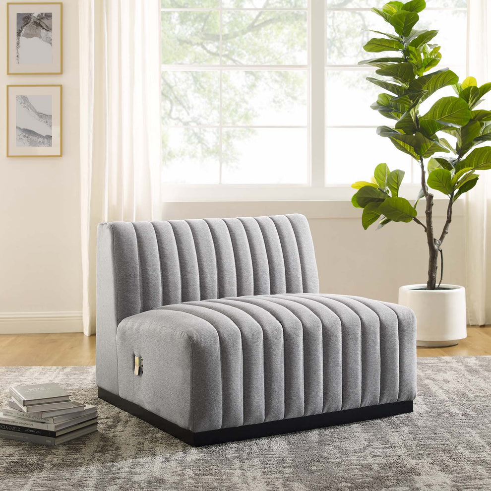 Conjure Channel Tufted Upholstered Fabric Armless Chair By Modway - EEI-5495 | Sofas | Modishstore - 14