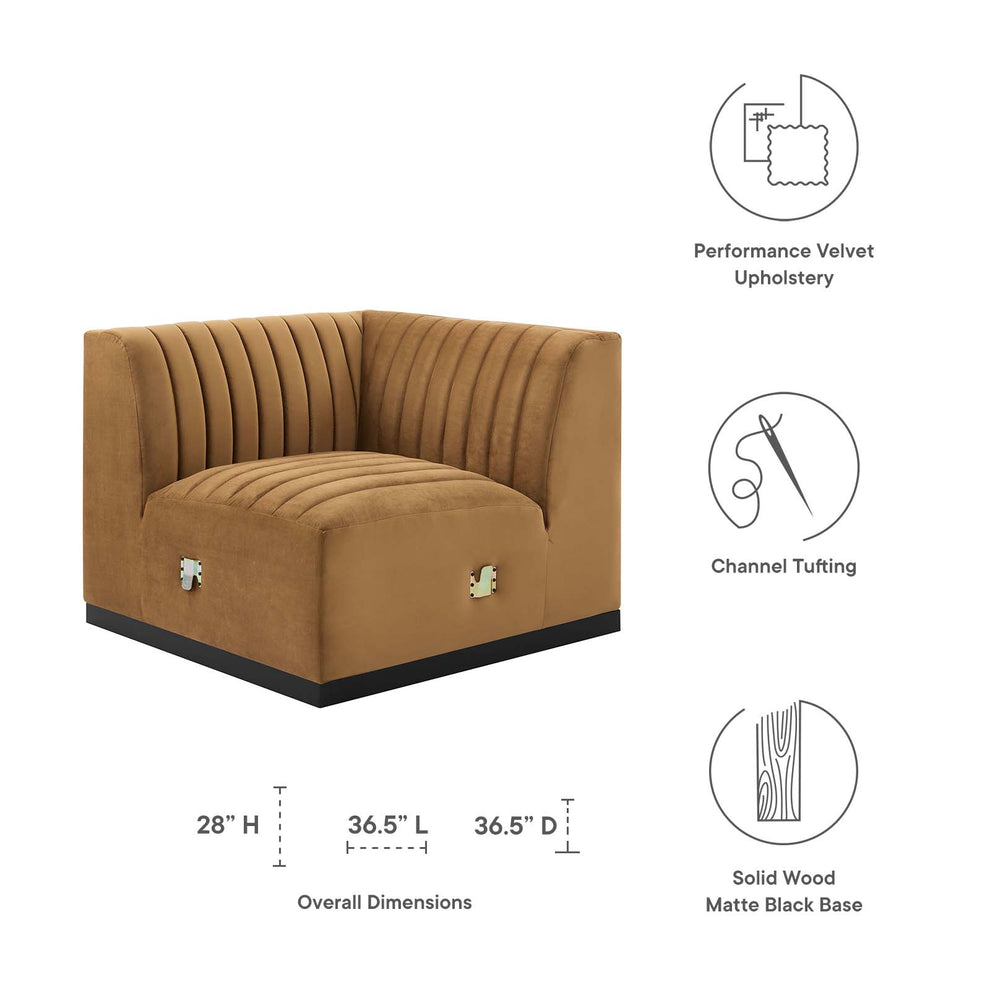 Conjure Channel Tufted Performance Velvet Left Corner Chair By Modway - EEI-5496 | Sofas | Modishstore - 6