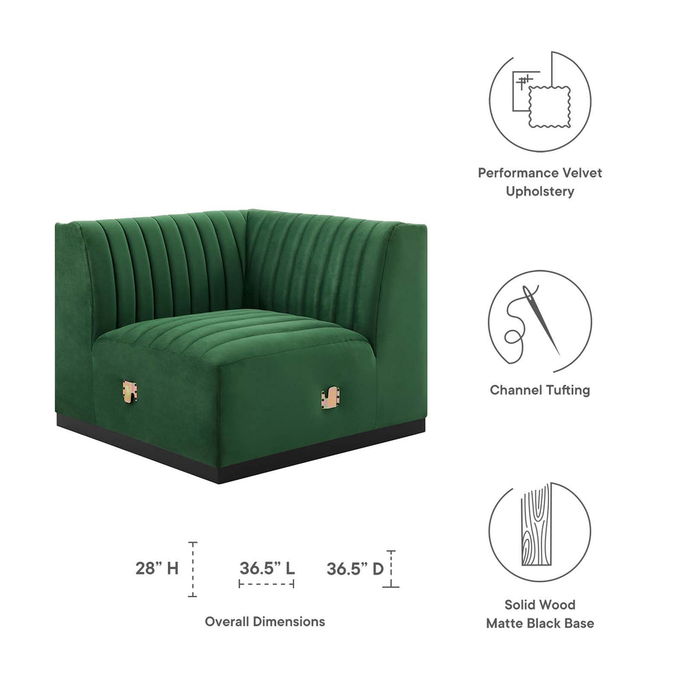 Conjure Channel Tufted Performance Velvet Left Corner Chair By Modway - EEI-5496 | Sofas | Modishstore - 11