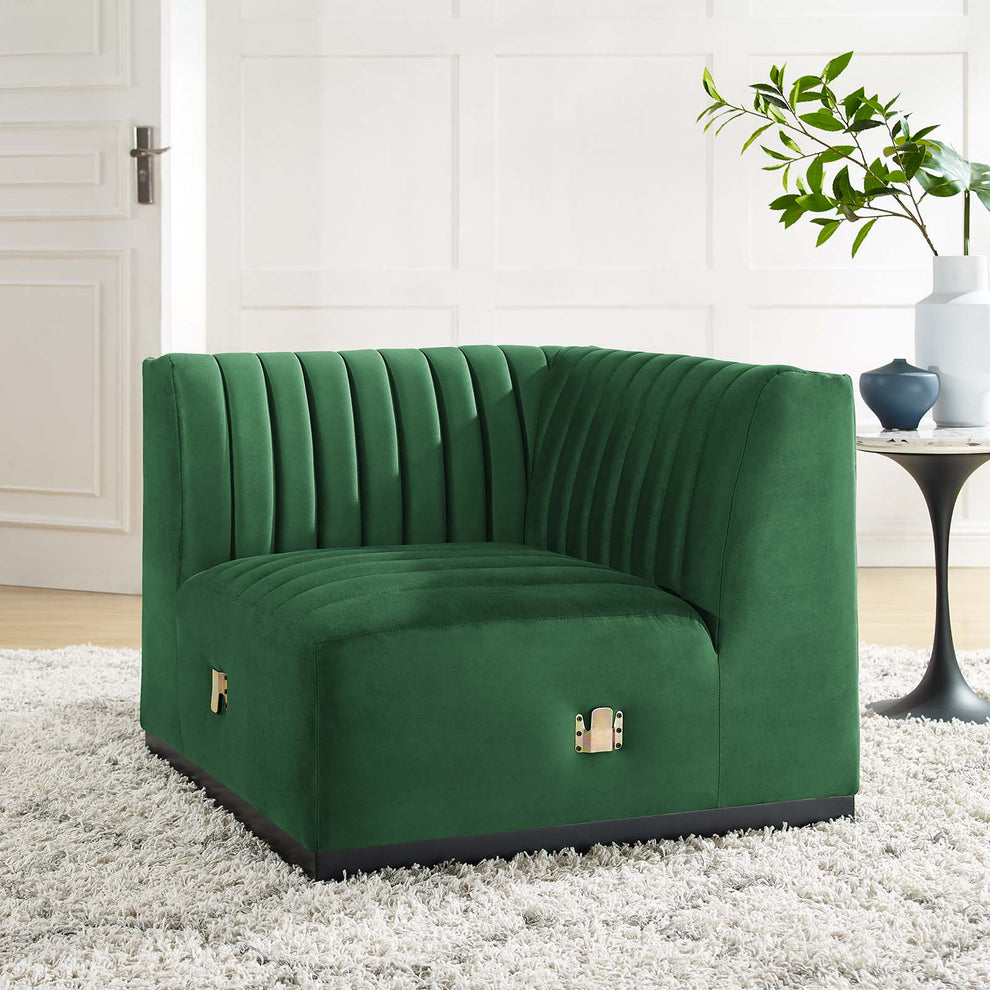Conjure Channel Tufted Performance Velvet Left Corner Chair By Modway - EEI-5496 | Sofas | Modishstore - 12