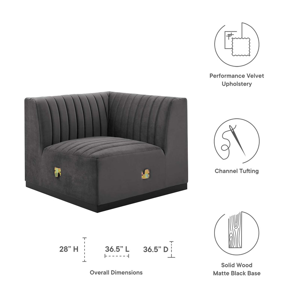 Conjure Channel Tufted Performance Velvet Left Corner Chair By Modway - EEI-5496 | Sofas | Modishstore - 17