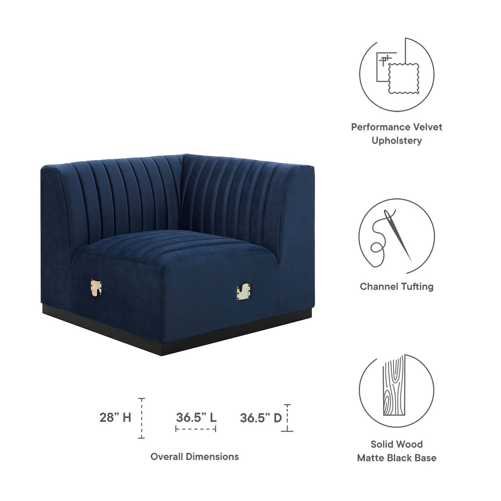 Conjure Channel Tufted Performance Velvet Left Corner Chair By Modway - EEI-5496 | Sofas | Modishstore - 23