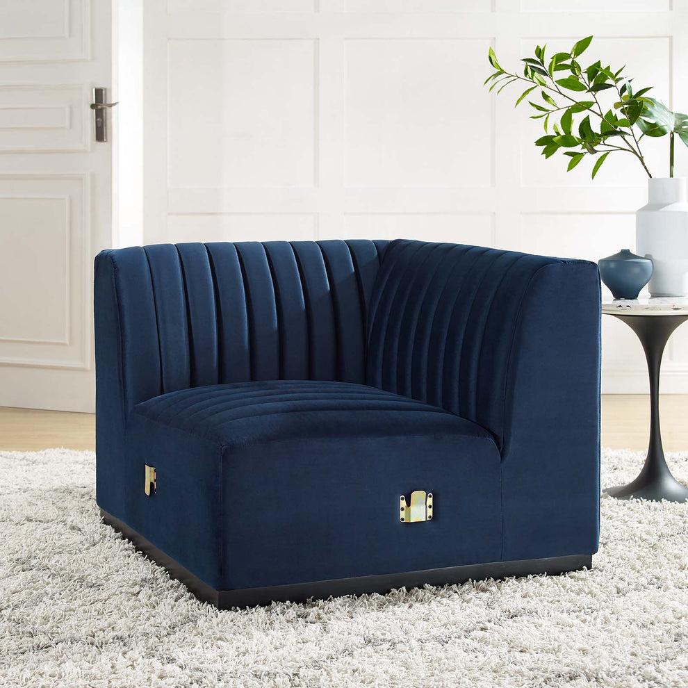 Conjure Channel Tufted Performance Velvet Left Corner Chair By Modway - EEI-5496 | Sofas | Modishstore - 24