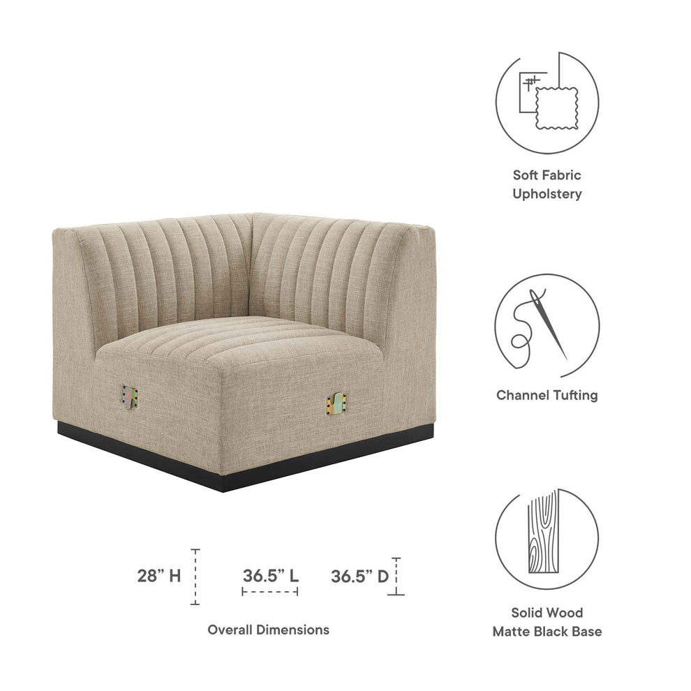 Conjure Channel Tufted Upholstered Fabric Left Corner Chair By Modway - EEI-5497 | Sofas | Modishstore - 6