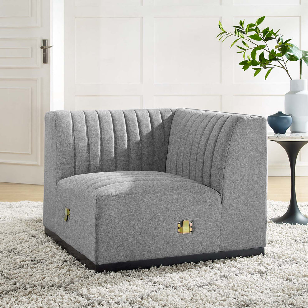 Conjure Channel Tufted Upholstered Fabric Left Corner Chair By Modway - EEI-5497 | Sofas | Modishstore - 7
