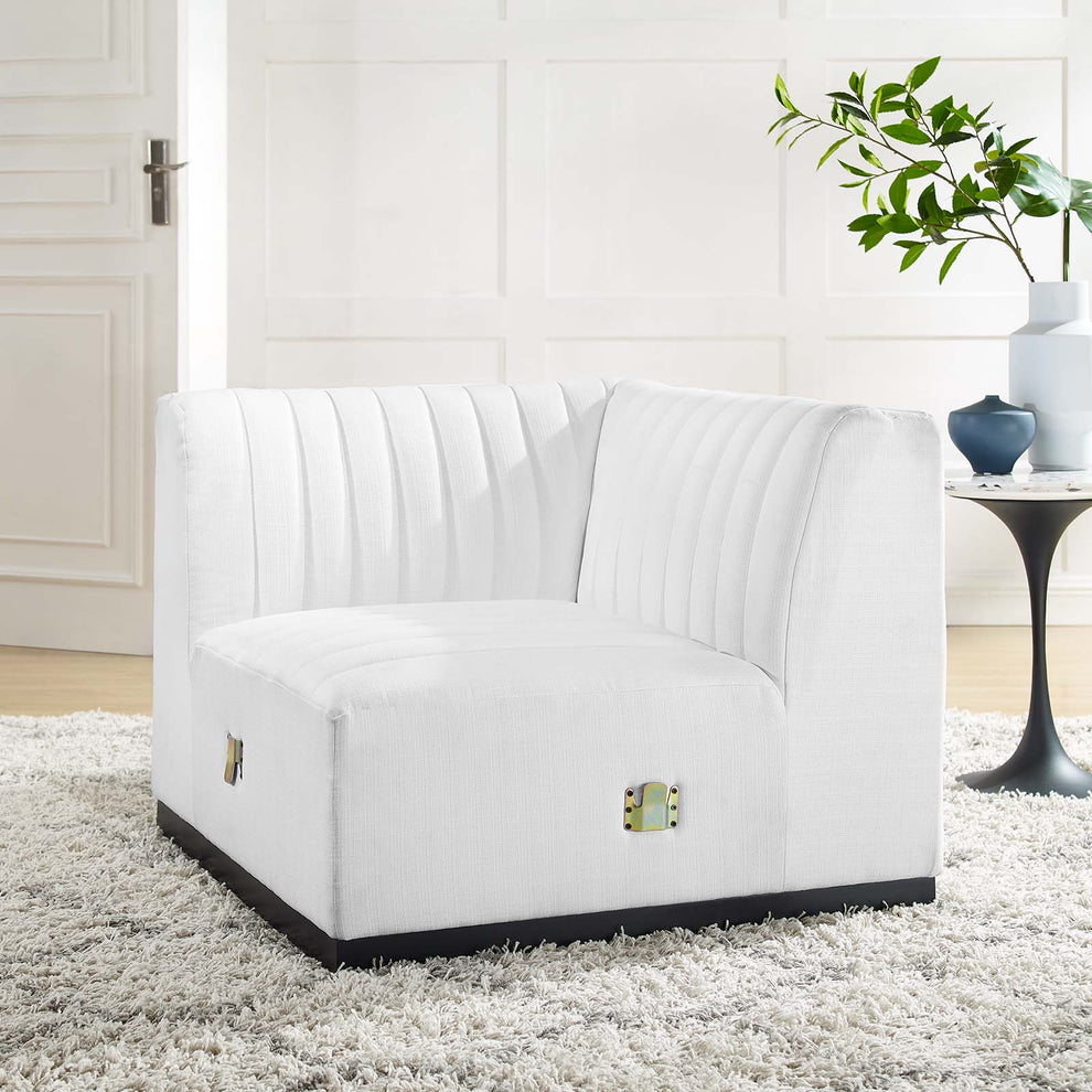 Conjure Channel Tufted Upholstered Fabric Left Corner Chair By Modway - EEI-5497 | Sofas | Modishstore - 18
