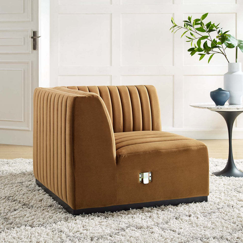 Conjure Channel Tufted Performance Velvet Right Corner Chair By Modway - EEI-5498 | Sofas | Modishstore - 1