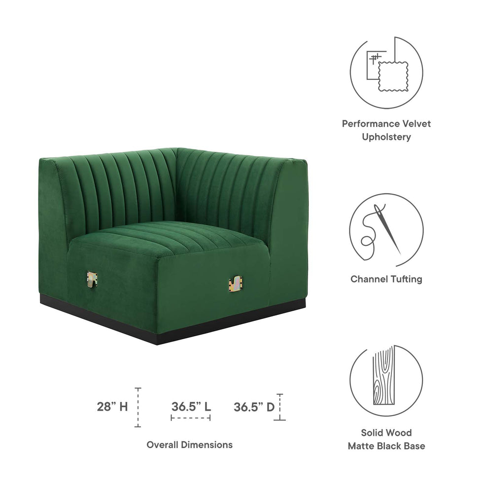 Conjure Channel Tufted Performance Velvet Right Corner Chair By Modway - EEI-5498 | Sofas | Modishstore - 11
