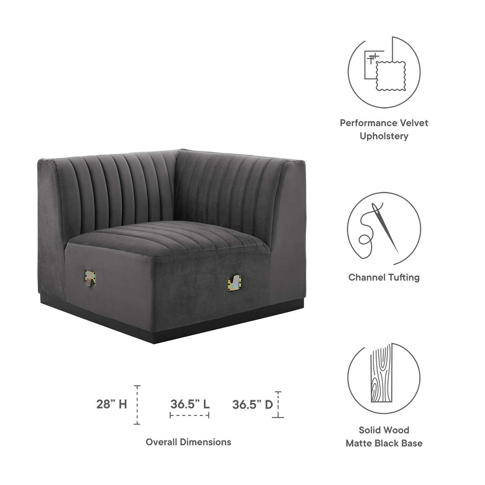 Conjure Channel Tufted Performance Velvet Right Corner Chair By Modway - EEI-5498 | Sofas | Modishstore - 17