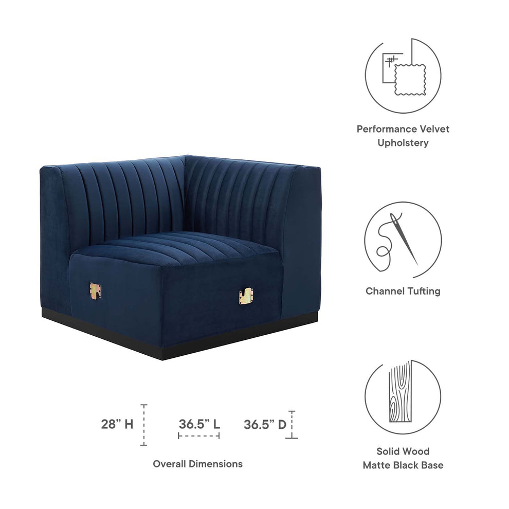 Conjure Channel Tufted Performance Velvet Right Corner Chair By Modway - EEI-5498 | Sofas | Modishstore - 23