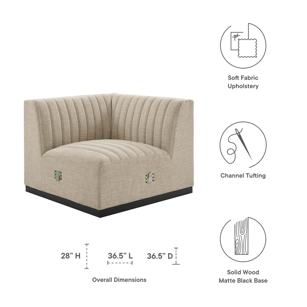 Conjure Channel Tufted Upholstered Fabric Right Corner Chair By Modway - EEI-5499 | Sofas | Modishstore - 6
