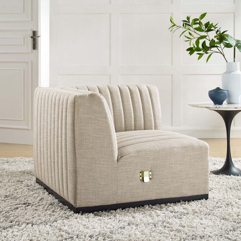 Conjure Channel Tufted Upholstered Fabric Right Corner Chair By Modway - EEI-5499 | Sofas | Modishstore - 1