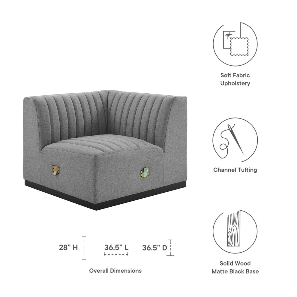 Conjure Channel Tufted Upholstered Fabric Right Corner Chair By Modway - EEI-5499 | Sofas | Modishstore - 12
