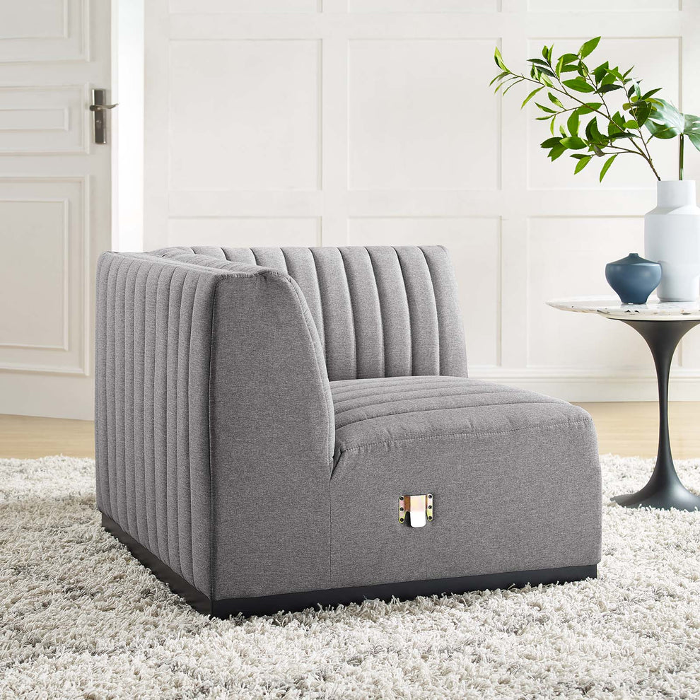 Conjure Channel Tufted Upholstered Fabric Right Corner Chair By Modway - EEI-5499 | Sofas | Modishstore - 7