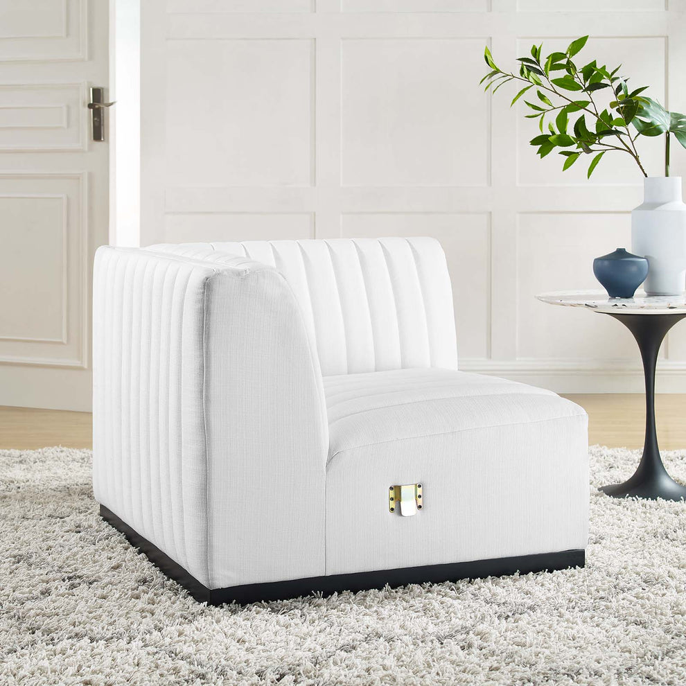Conjure Channel Tufted Upholstered Fabric Right Corner Chair By Modway - EEI-5499 | Sofas | Modishstore - 13