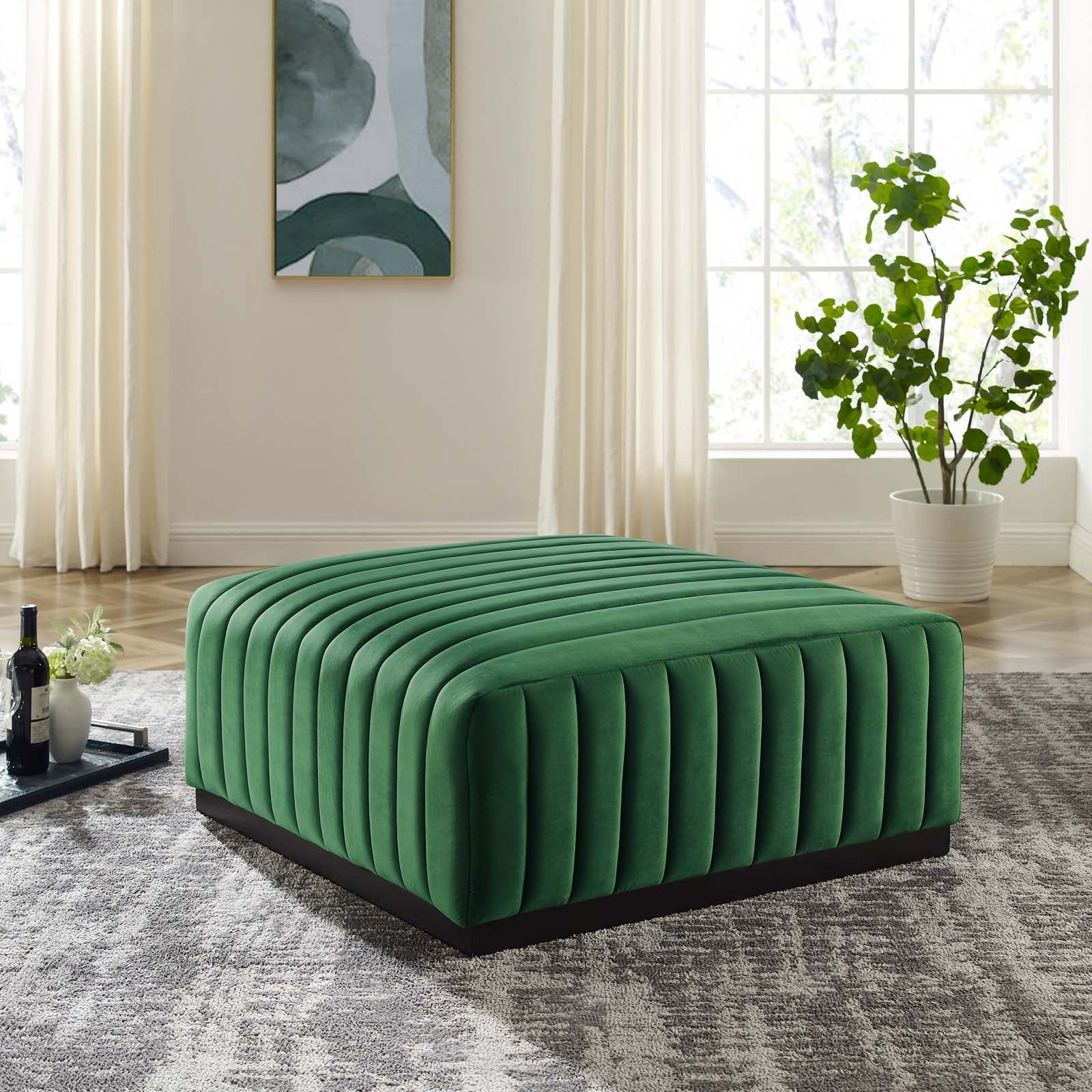 Conjure Channel Tufted Performance Velvet Ottoman By Modway - EEI-5500 | Ottomans | Modishstore - 6