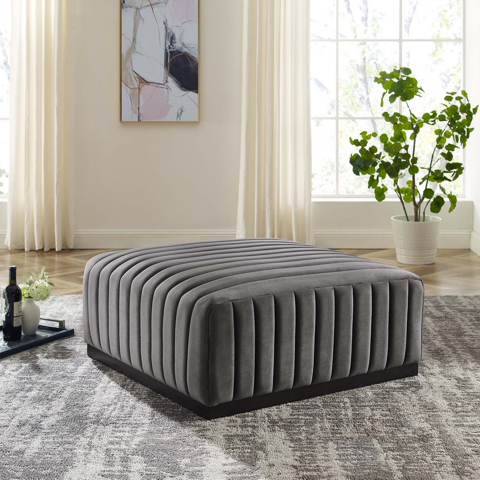 Conjure Channel Tufted Performance Velvet Ottoman By Modway - EEI-5500 | Ottomans | Modishstore - 15