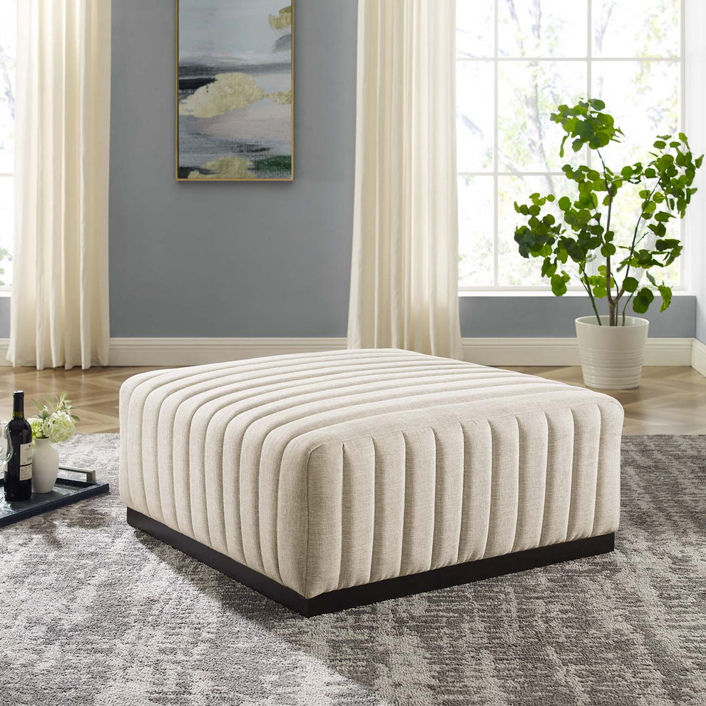 Conjure Channel Tufted Upholstered Fabric Ottoman By Modway - EEI-5501 | Ottomans | Modishstore - 1