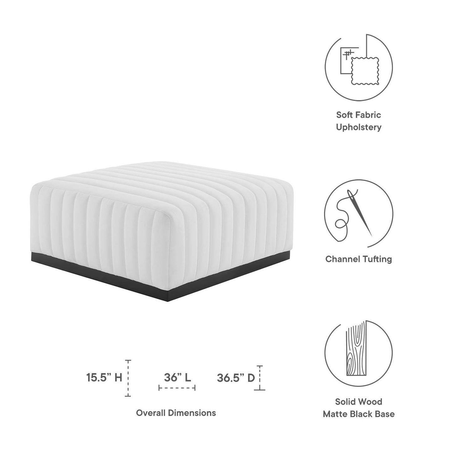 Conjure Channel Tufted Upholstered Fabric Ottoman By Modway - EEI-5501 | Ottomans | Modishstore - 14