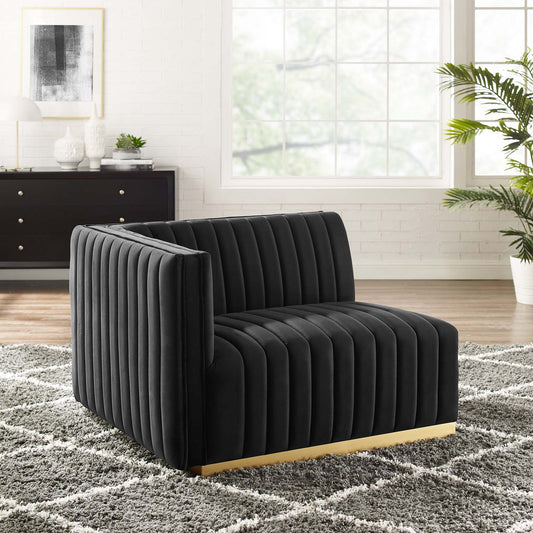 Conjure Channel Tufted Performance Velvet Left-Arm Chair By Modway - EEI-5502 | Armchairs | Modishstore - 1