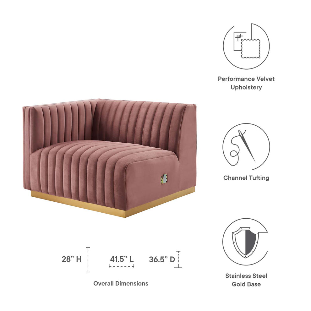 Conjure Channel Tufted Performance Velvet Left-Arm Chair By Modway - EEI-5502 | Armchairs | Modishstore - 11
