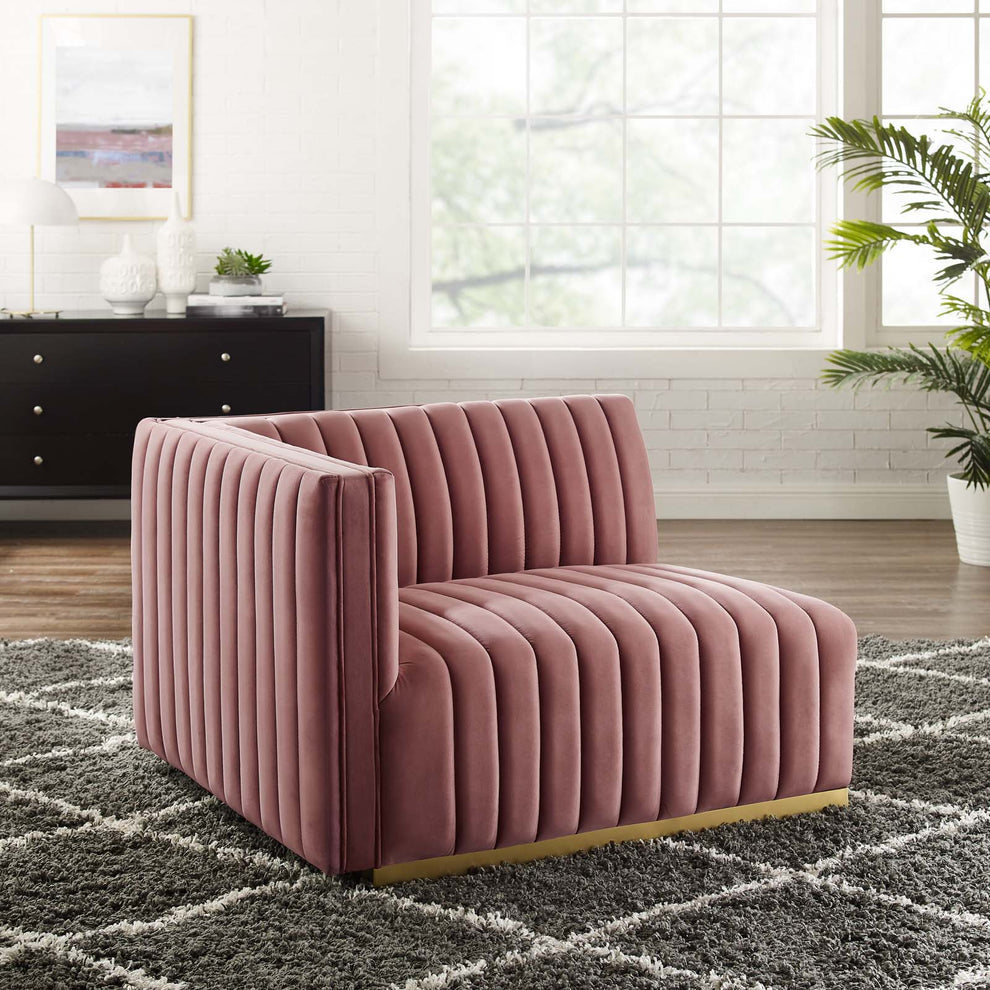 Conjure Channel Tufted Performance Velvet Left-Arm Chair By Modway - EEI-5502 | Armchairs | Modishstore - 12