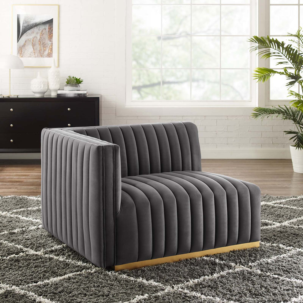 Conjure Channel Tufted Performance Velvet Left-Arm Chair By Modway - EEI-5502 | Armchairs | Modishstore - 18