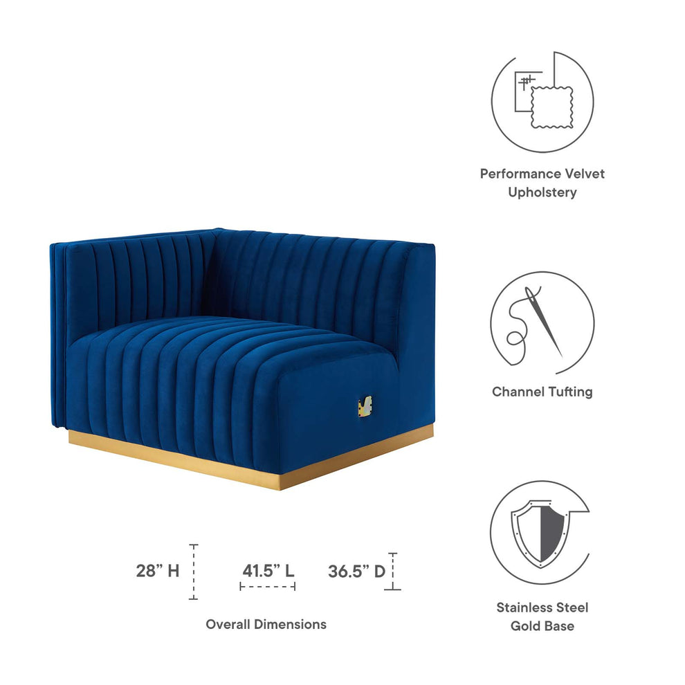 Conjure Channel Tufted Performance Velvet Left-Arm Chair By Modway - EEI-5502 | Armchairs | Modishstore - 23