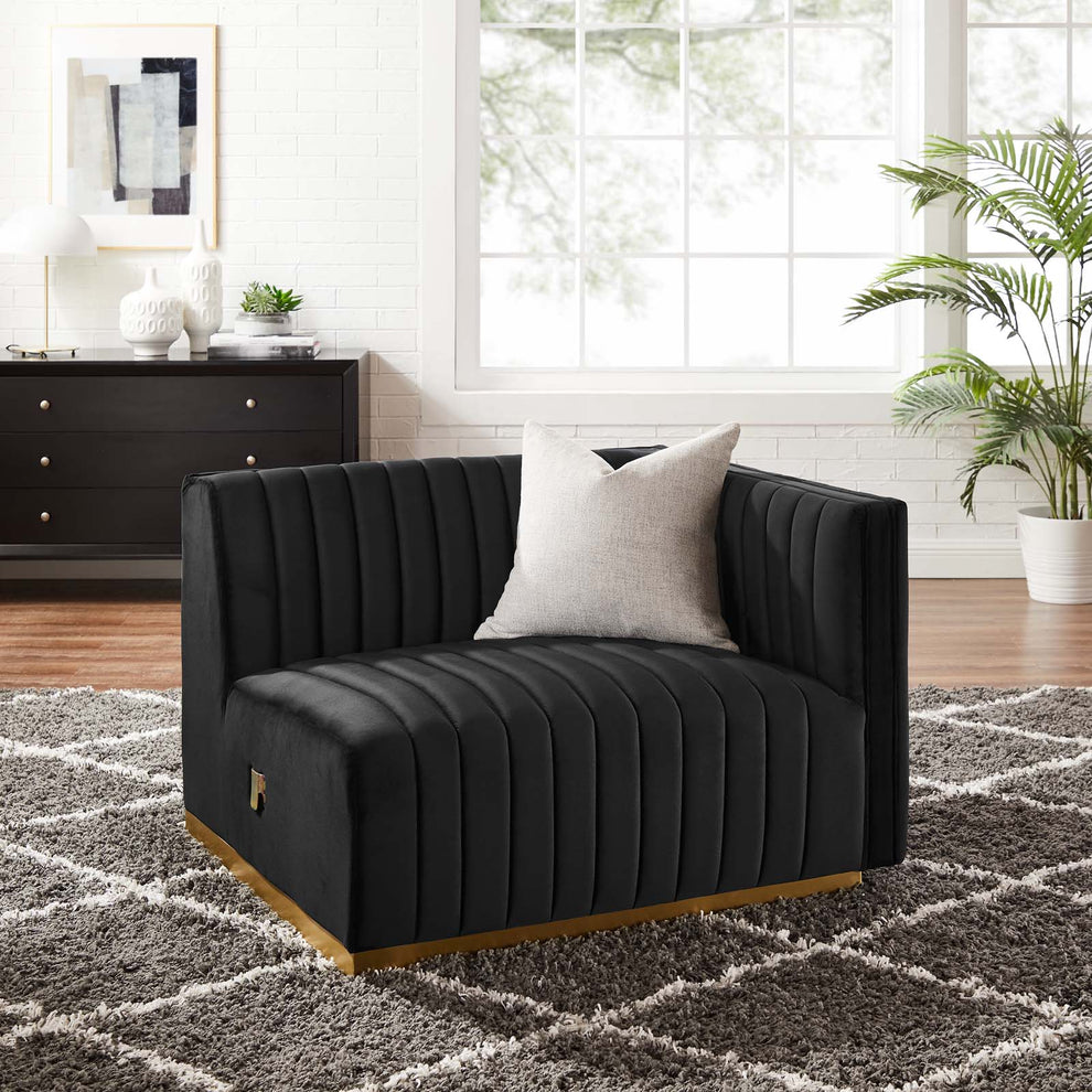 Conjure Channel Tufted Performance Velvet Right-Arm Chair By Modway - EEI-5503 | Armchairs | Modishstore - 1