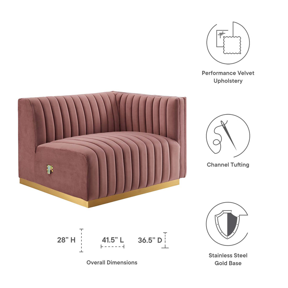 Conjure Channel Tufted Performance Velvet Right-Arm Chair By Modway - EEI-5503 | Armchairs | Modishstore - 11