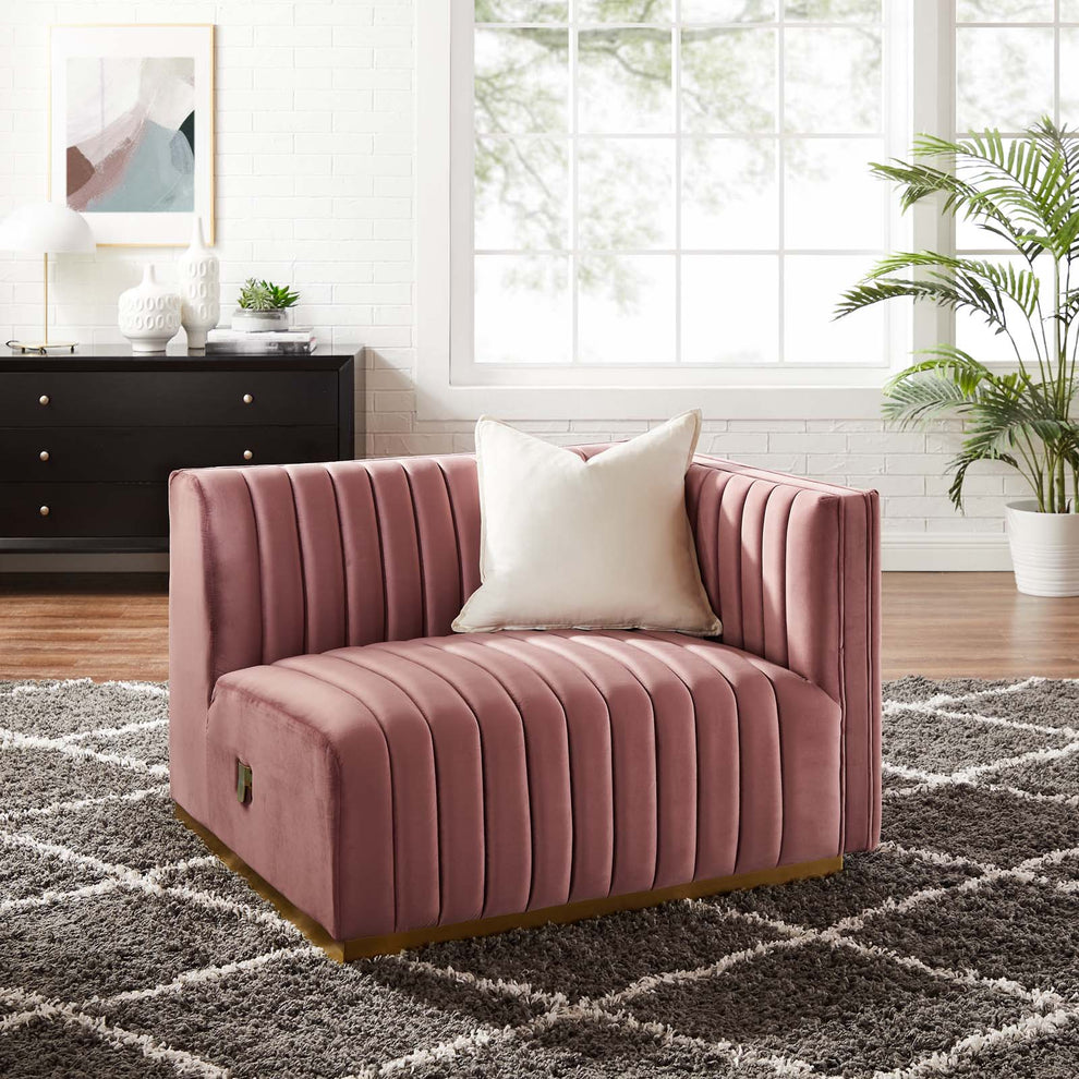 Conjure Channel Tufted Performance Velvet Right-Arm Chair By Modway - EEI-5503 | Armchairs | Modishstore - 12