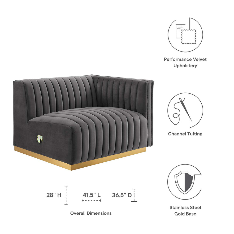 Conjure Channel Tufted Performance Velvet Right-Arm Chair By Modway - EEI-5503 | Armchairs | Modishstore - 17