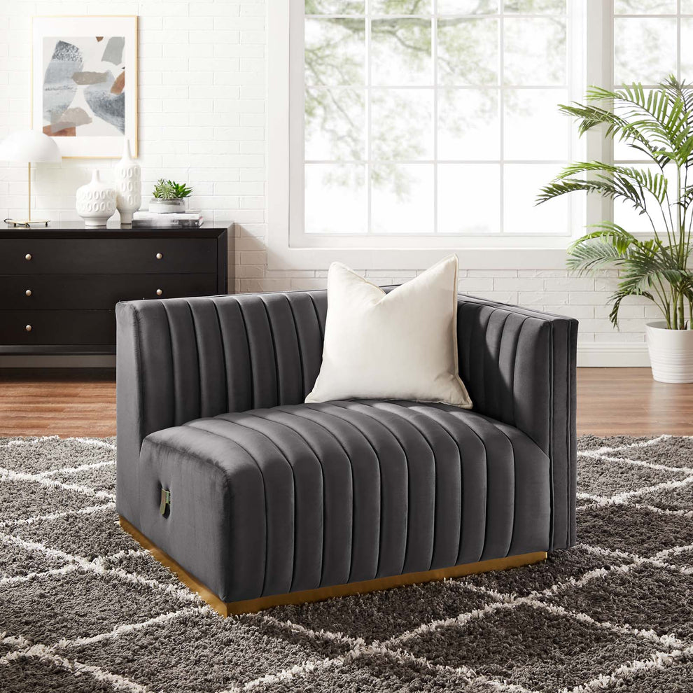 Conjure Channel Tufted Performance Velvet Right-Arm Chair By Modway - EEI-5503 | Armchairs | Modishstore - 18