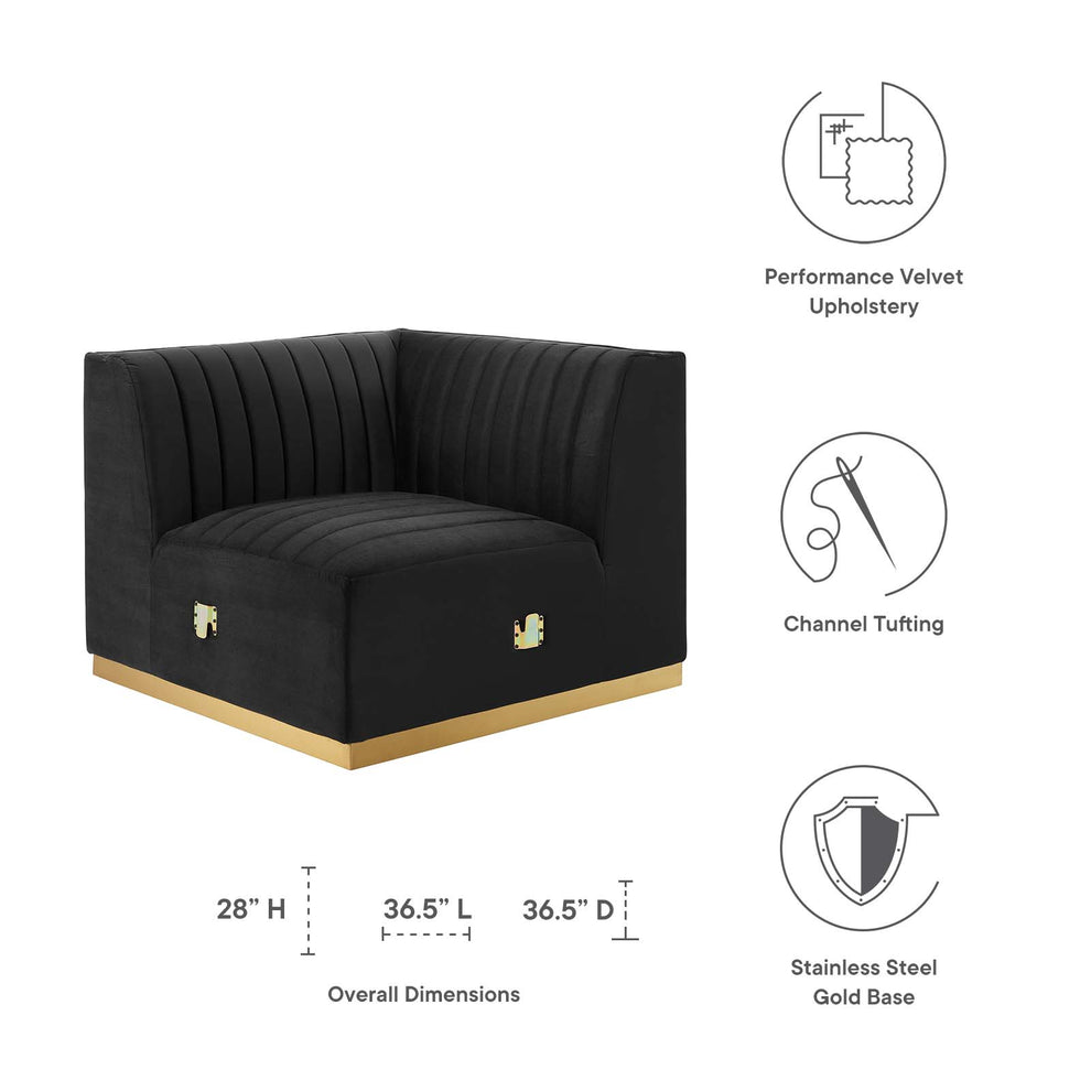 Conjure Channel Tufted Performance Velvet Left Corner Chair By Modway - EEI-5505 | Lounge Chairs | Modishstore - 6