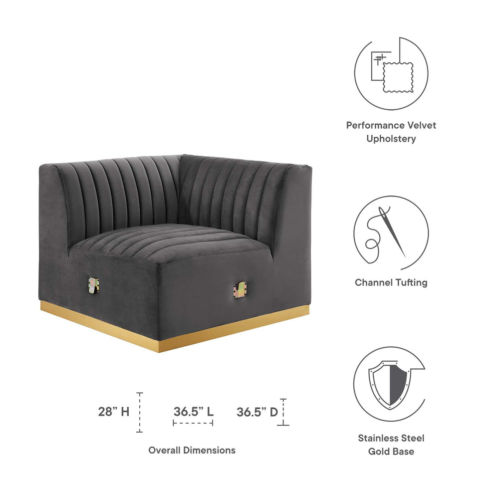 Conjure Channel Tufted Performance Velvet Left Corner Chair By Modway - EEI-5505 | Lounge Chairs | Modishstore - 18