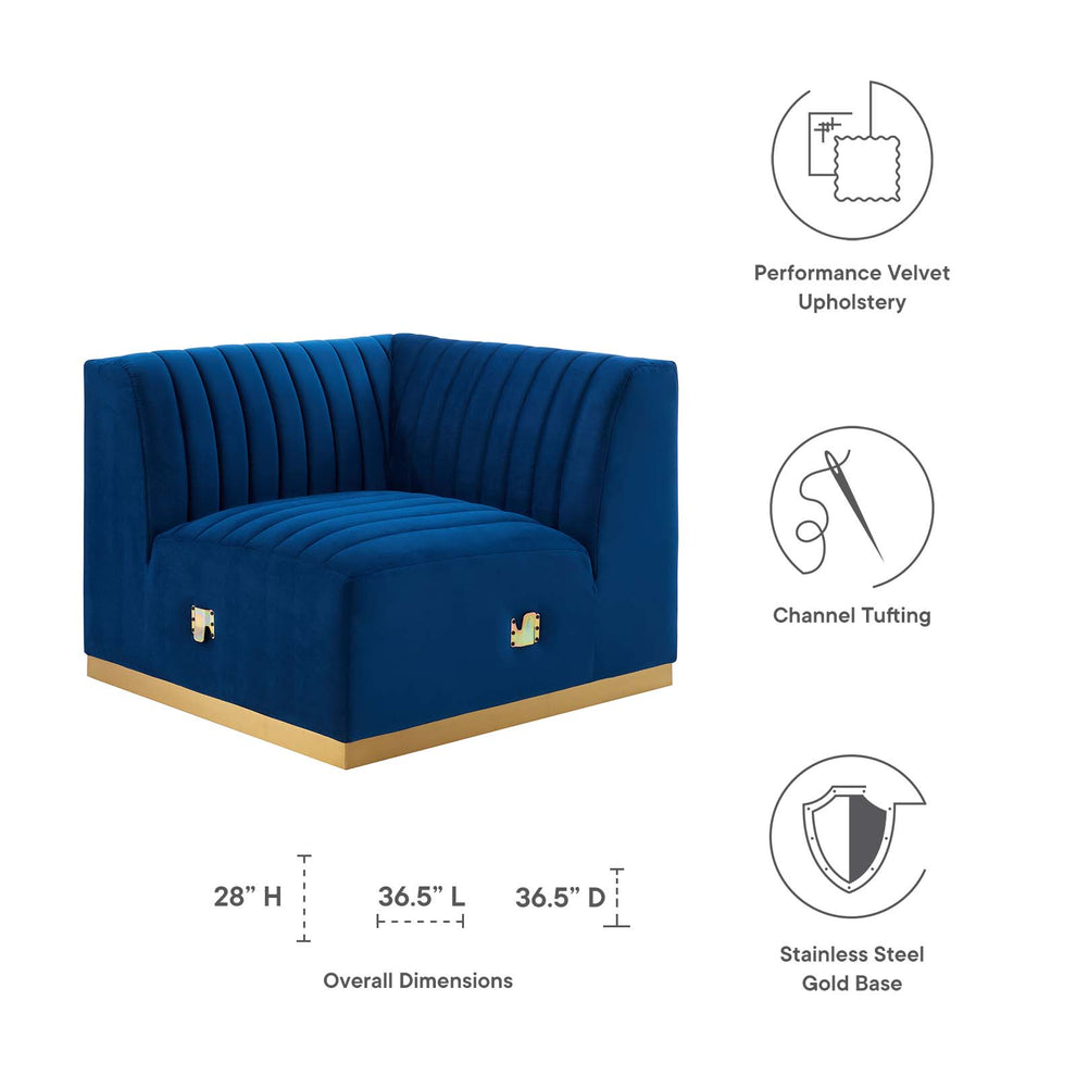 Conjure Channel Tufted Performance Velvet Left Corner Chair By Modway - EEI-5505 | Lounge Chairs | Modishstore - 24