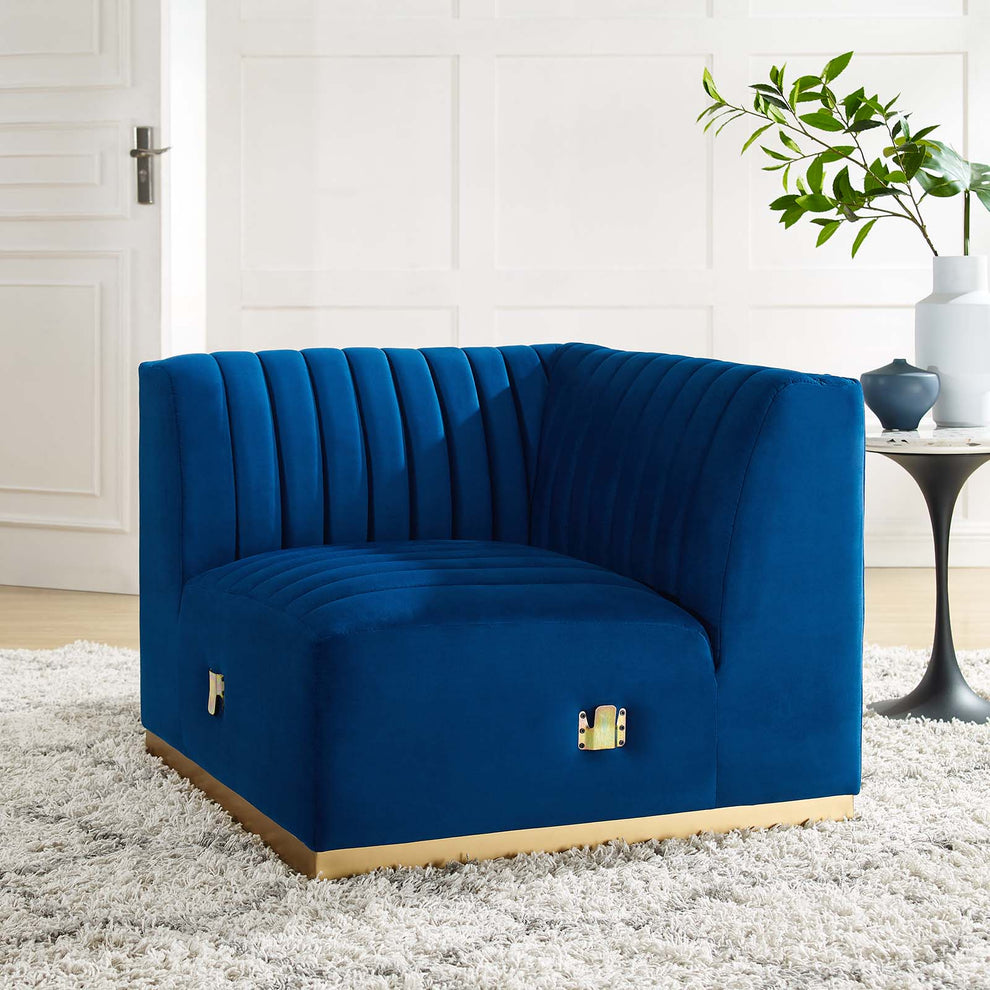 Conjure Channel Tufted Performance Velvet Left Corner Chair By Modway - EEI-5505 | Lounge Chairs | Modishstore - 19