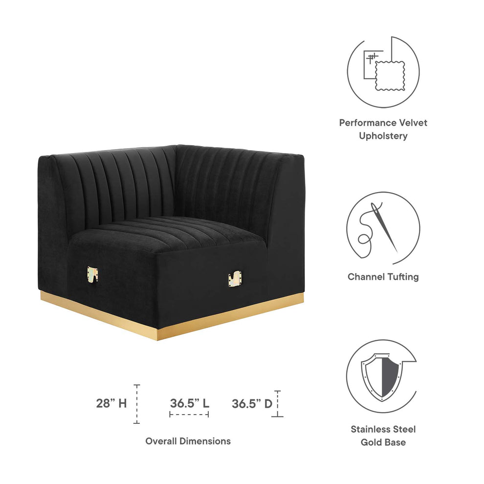 Conjure Channel Tufted Performance Velvet Right Corner Chair By Modway - EEI-5506 | Armchairs | Modishstore - 6