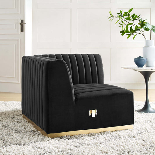 Conjure Channel Tufted Performance Velvet Right Corner Chair By Modway - EEI-5506 | Armchairs | Modishstore - 1