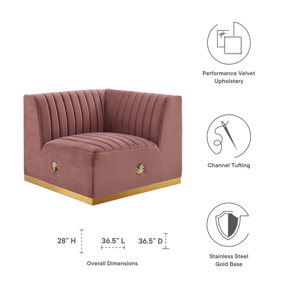 Conjure Channel Tufted Performance Velvet Right Corner Chair By Modway - EEI-5506 | Armchairs | Modishstore - 11