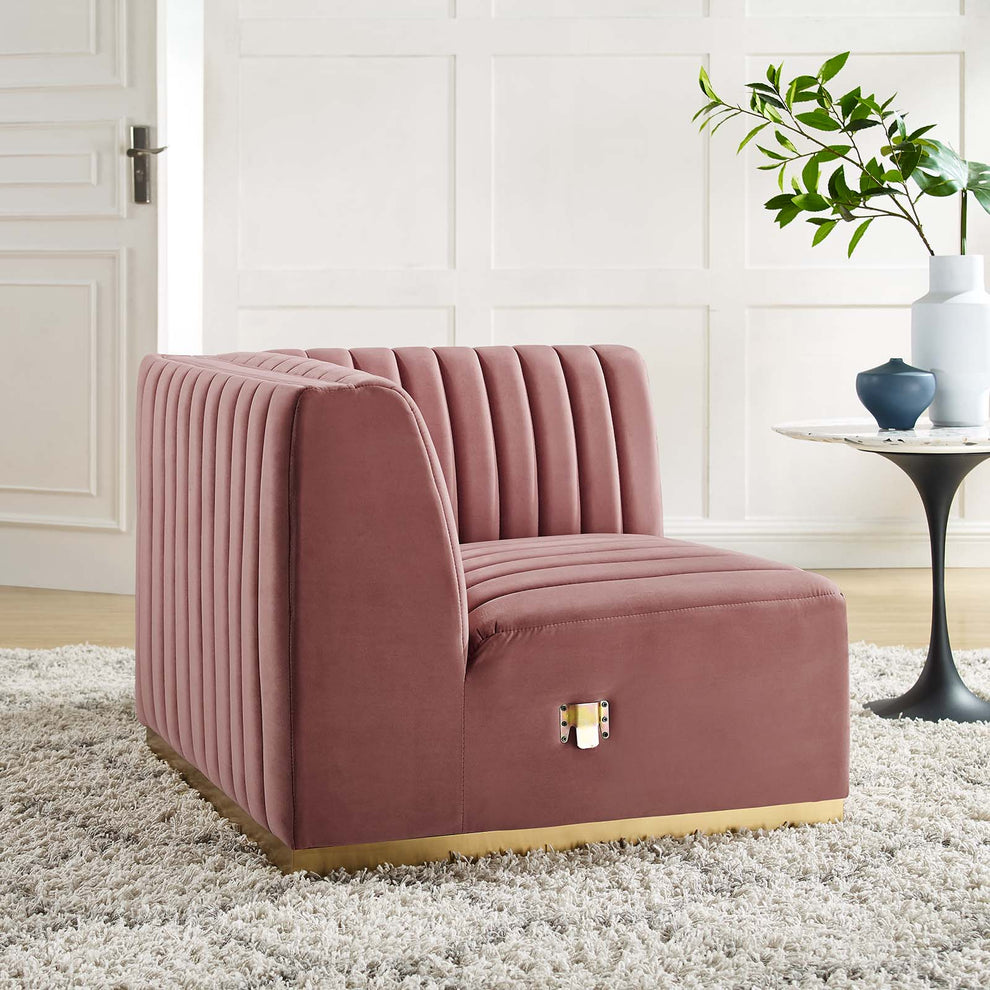 Conjure Channel Tufted Performance Velvet Right Corner Chair By Modway - EEI-5506 | Armchairs | Modishstore - 12