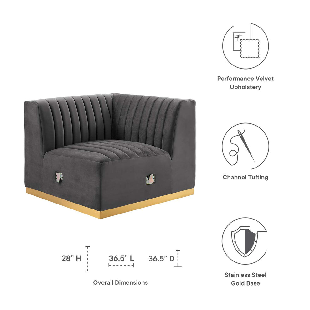 Conjure Channel Tufted Performance Velvet Right Corner Chair By Modway - EEI-5506 | Armchairs | Modishstore - 17