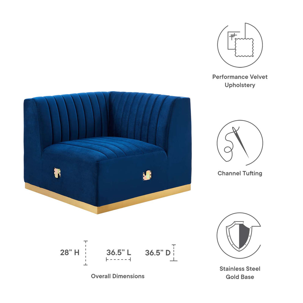 Conjure Channel Tufted Performance Velvet Right Corner Chair By Modway - EEI-5506 | Armchairs | Modishstore - 23
